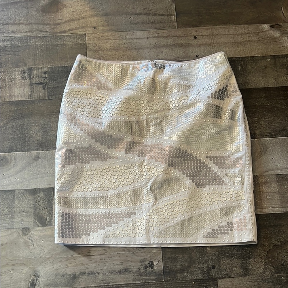 Sequin Embellished White Skirt‎